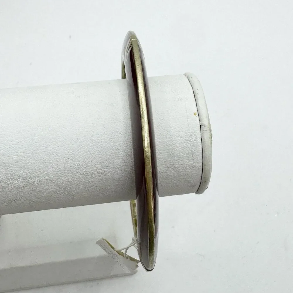 Lia Sophia NEW Burgundy Enamel Stretch Bangle Bracelet Fall Autumn Gold Tone